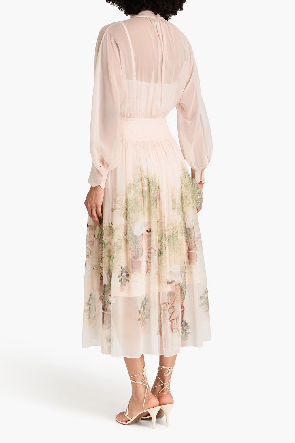 ZIMMERMANN Pussy-bow floral-print silk-chiffon midi dress