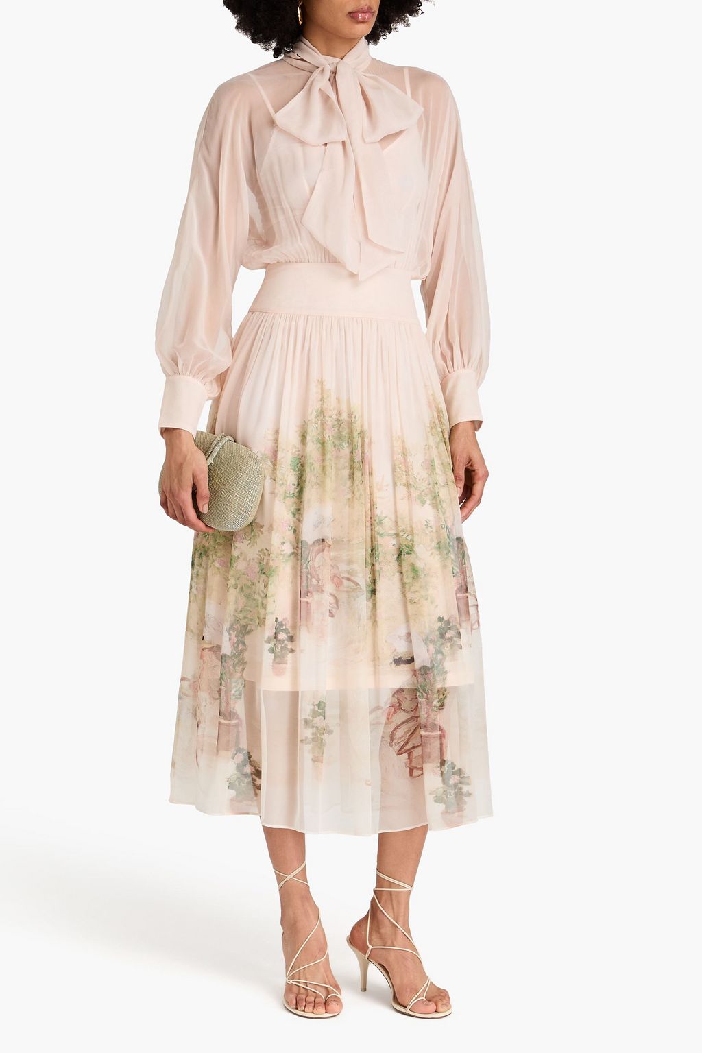 ZIMMERMANN Pussy-bow floral-print silk-chiffon midi dress