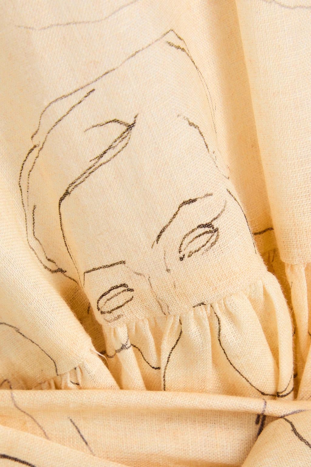 ZIMMERMANN فستان متوسط الطول من الكتان مزين بطبعات ومزود بحزام