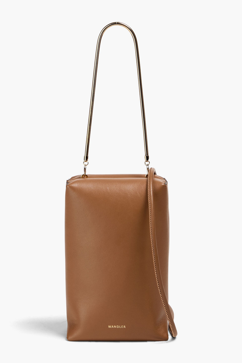Wandler Leo Box Leather Tote In Hellbraun