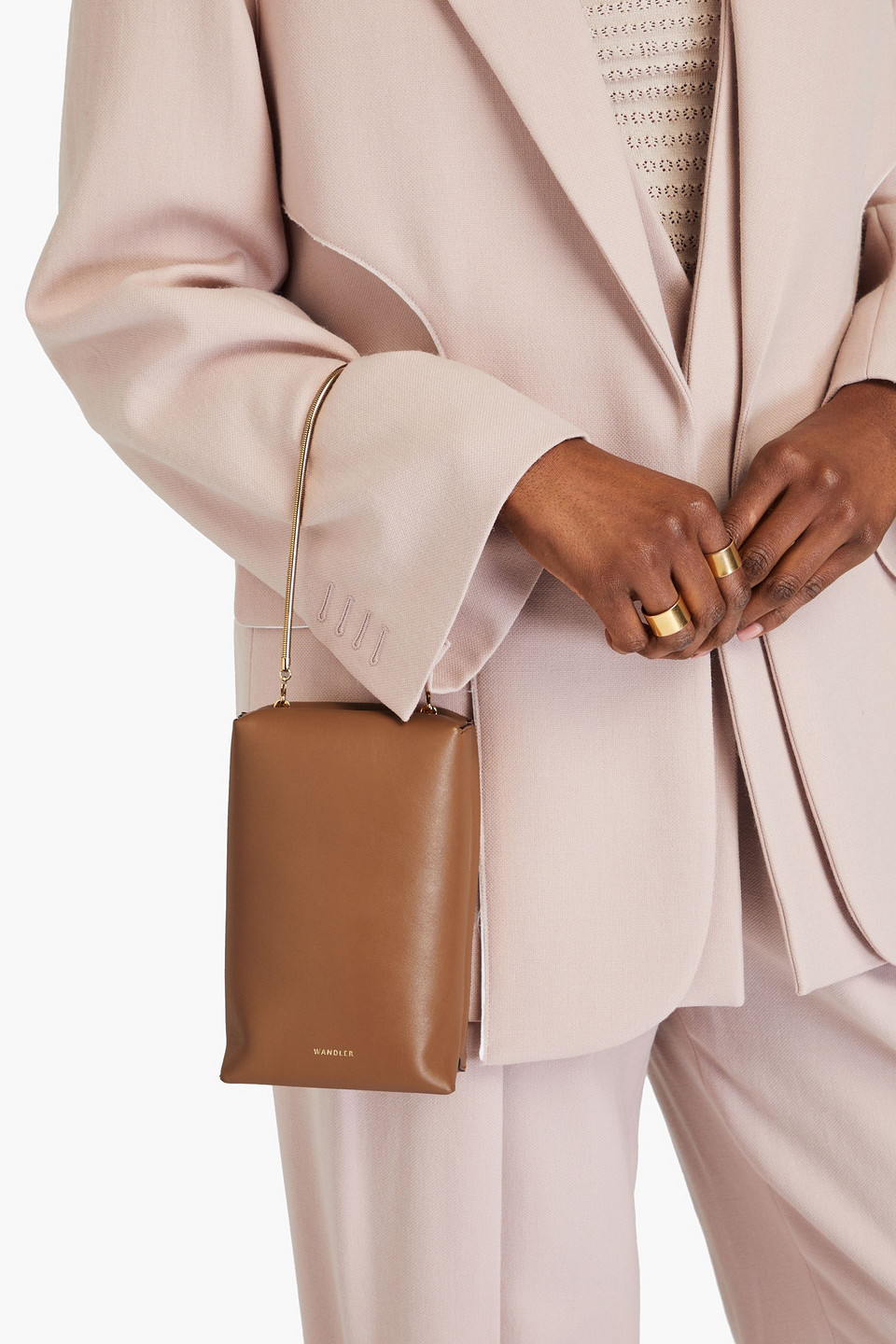 Shop Wandler Leo Box Leather Tote In Hellbraun