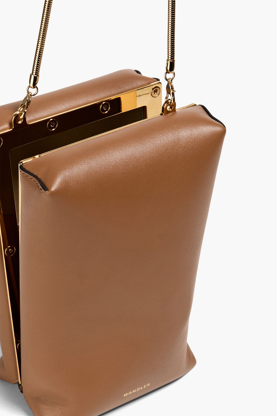 Shop Wandler Leo Box Leather Tote In Hellbraun