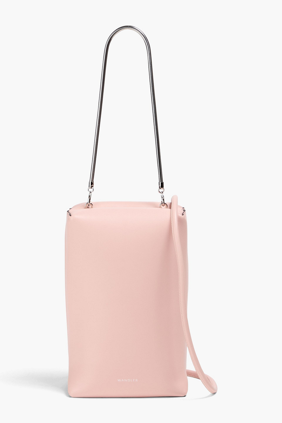 Wandler Leo Box Leather Tote In Baby-pink