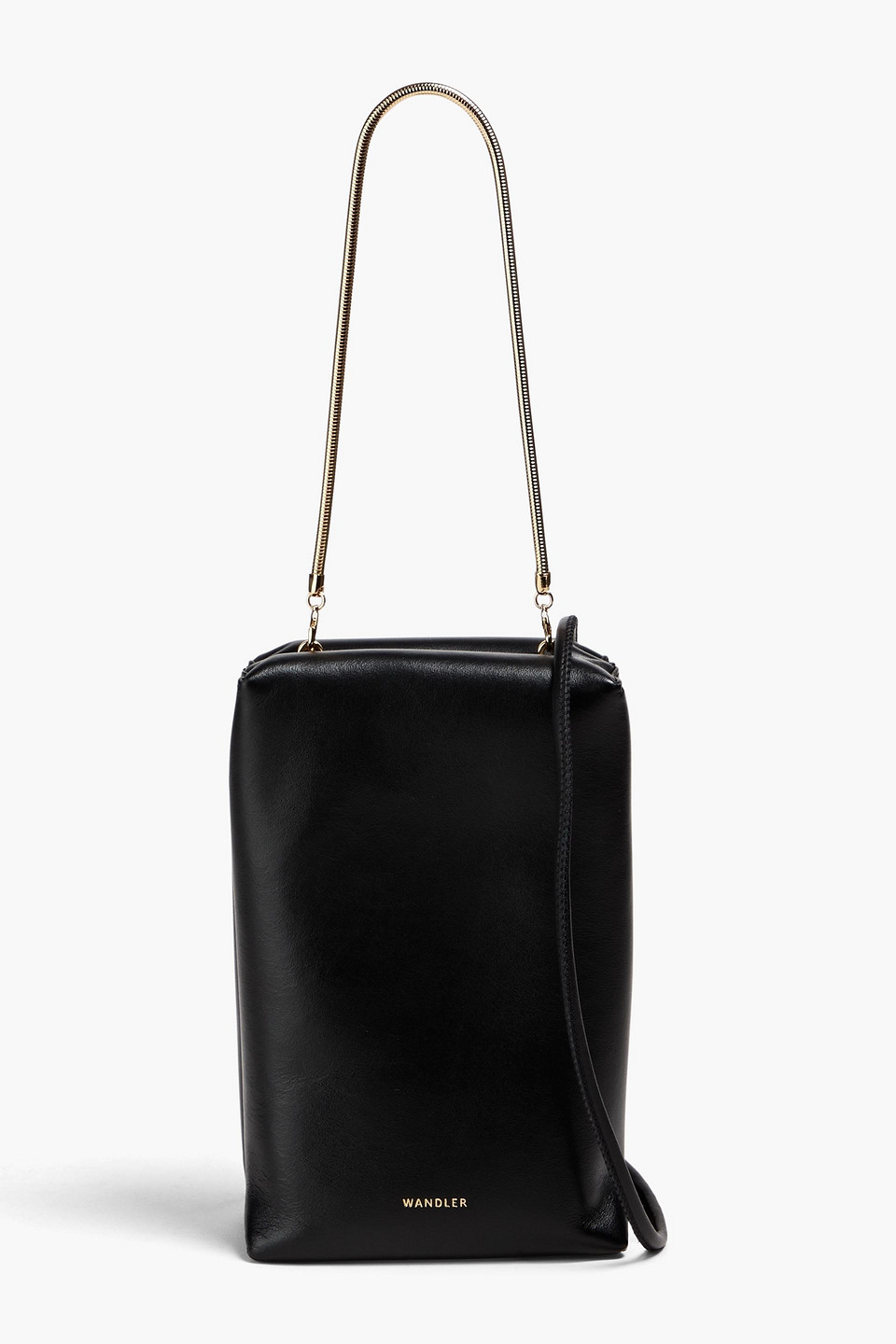 Wandler Leo Box Leather Tote In Schwarz