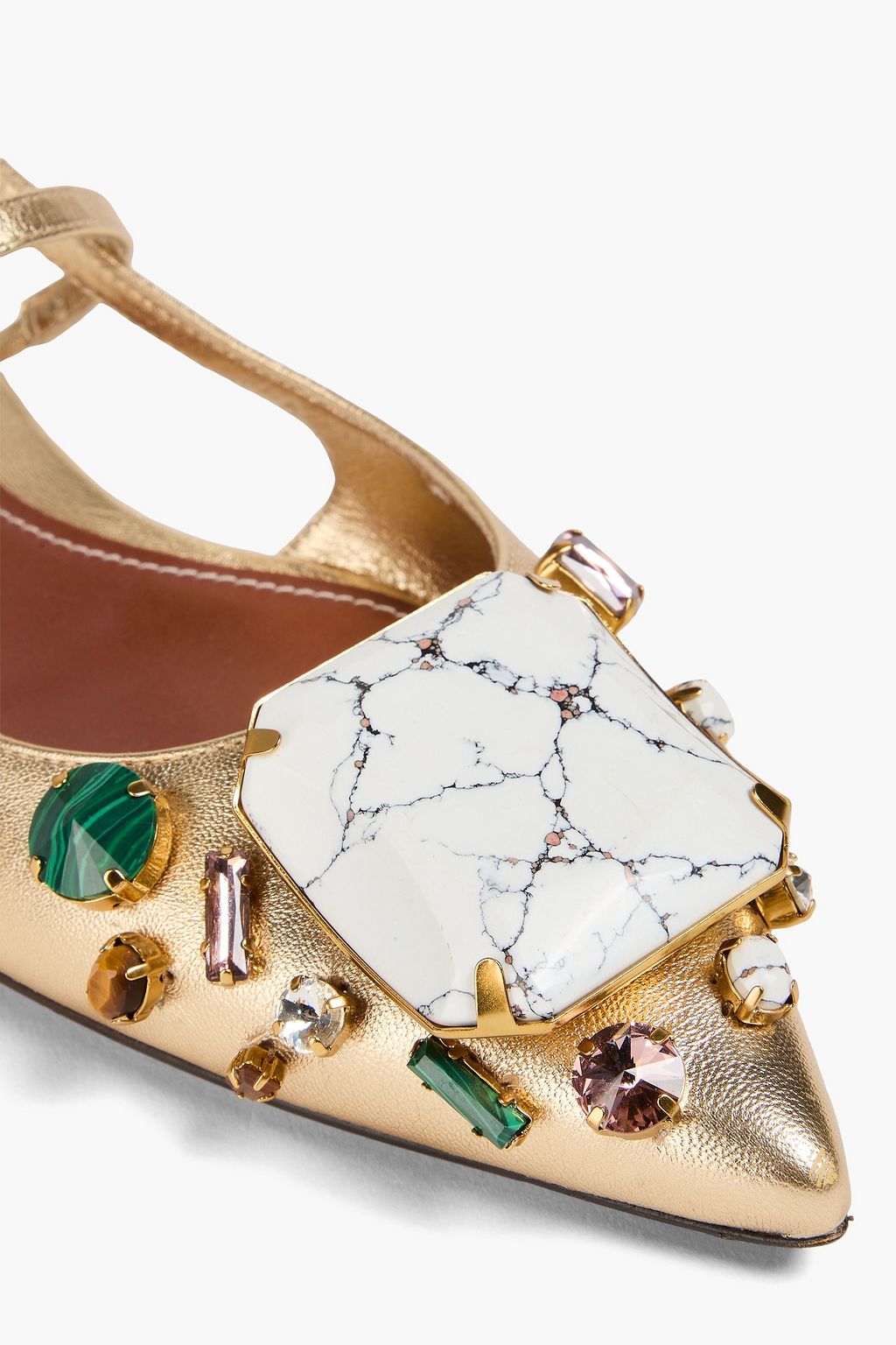 ZIMMERMANN Embellished metallic leather slingback flats