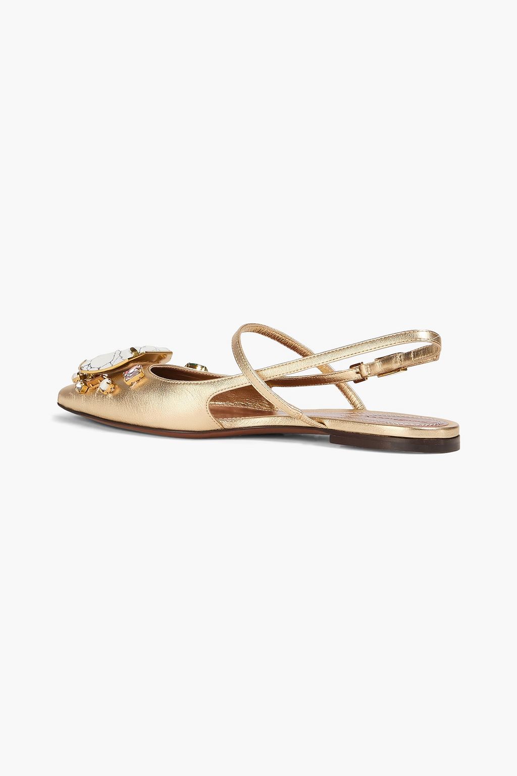 ZIMMERMANN Embellished metallic leather slingback flats