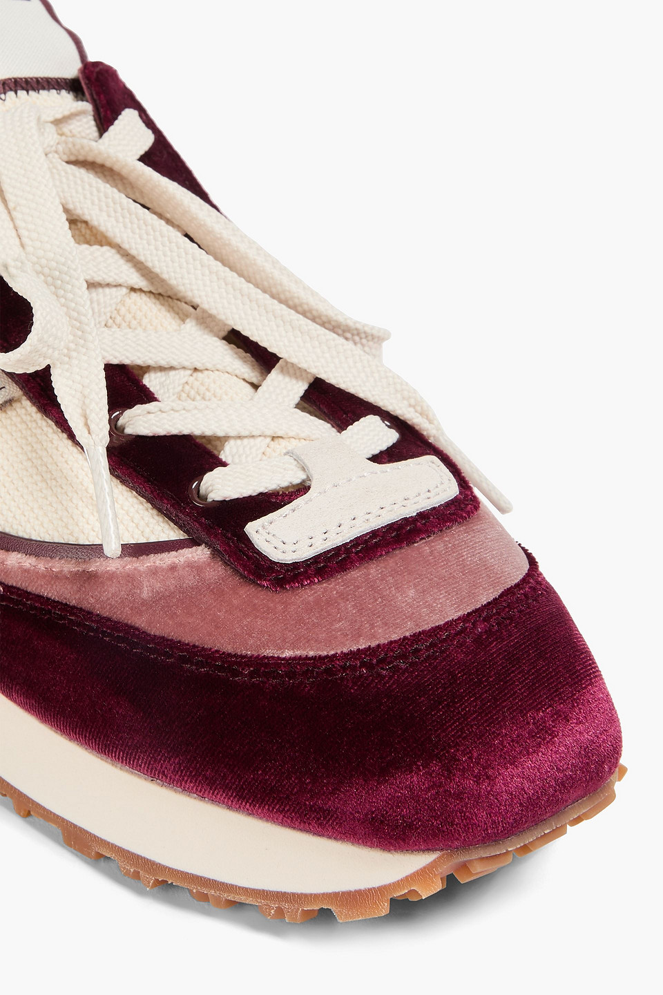 Zimmermann Retro Sneakers Aus Jacquard-samt In Colour-block-optik In Burgunderrot