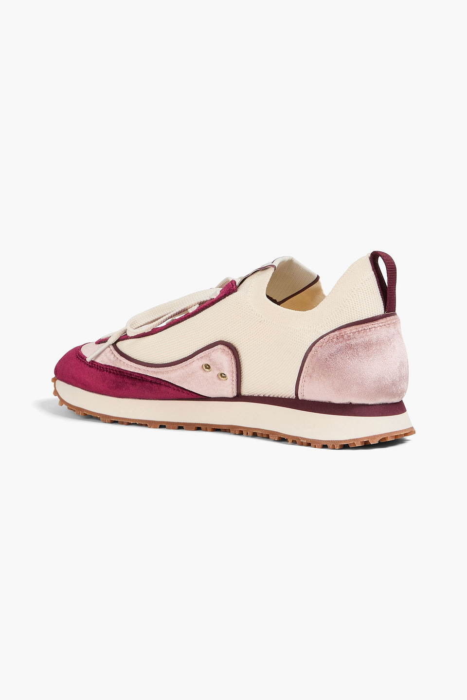 Zimmermann Retro Sneakers Aus Jacquard-samt In Colour-block-optik In Burgunderrot