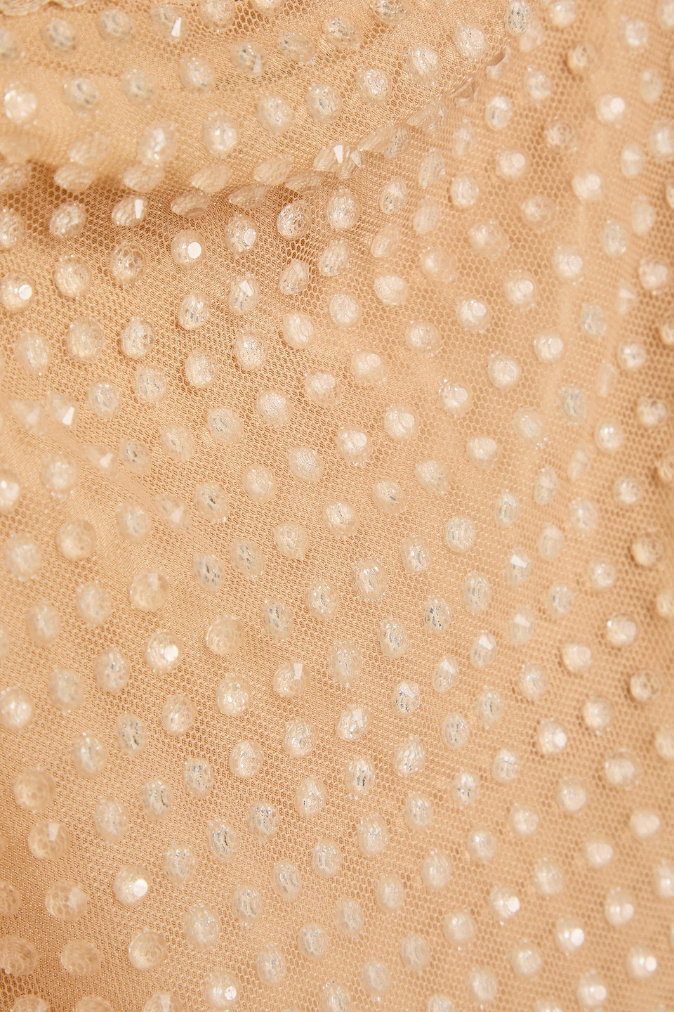 ALEXANDER WANG LACE-TRIMMED CRYSTAL-EMBELLISHED TULLE TOP