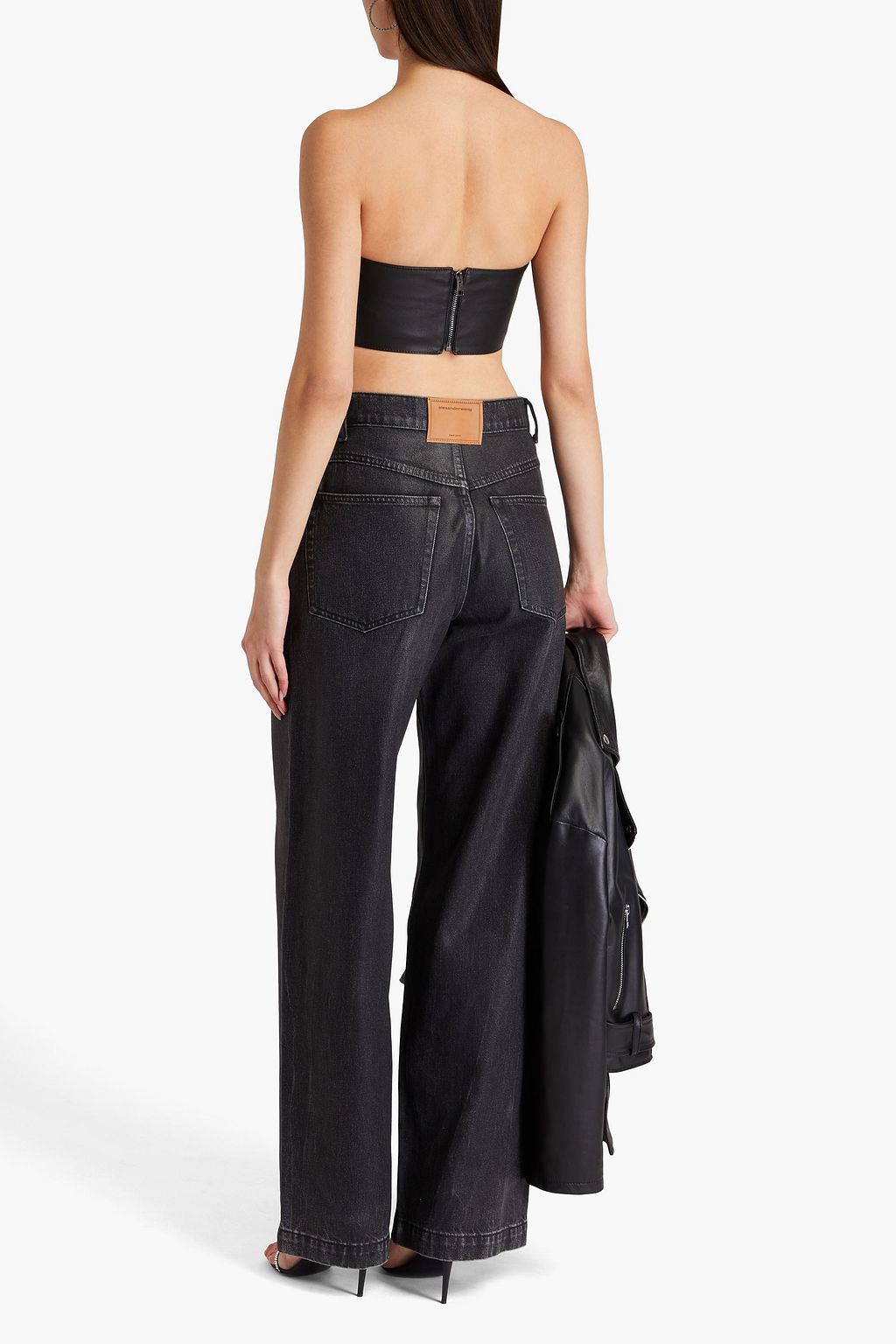 ALEXANDER WANG جينز بأرجل واسعة وبخصر مرتفع