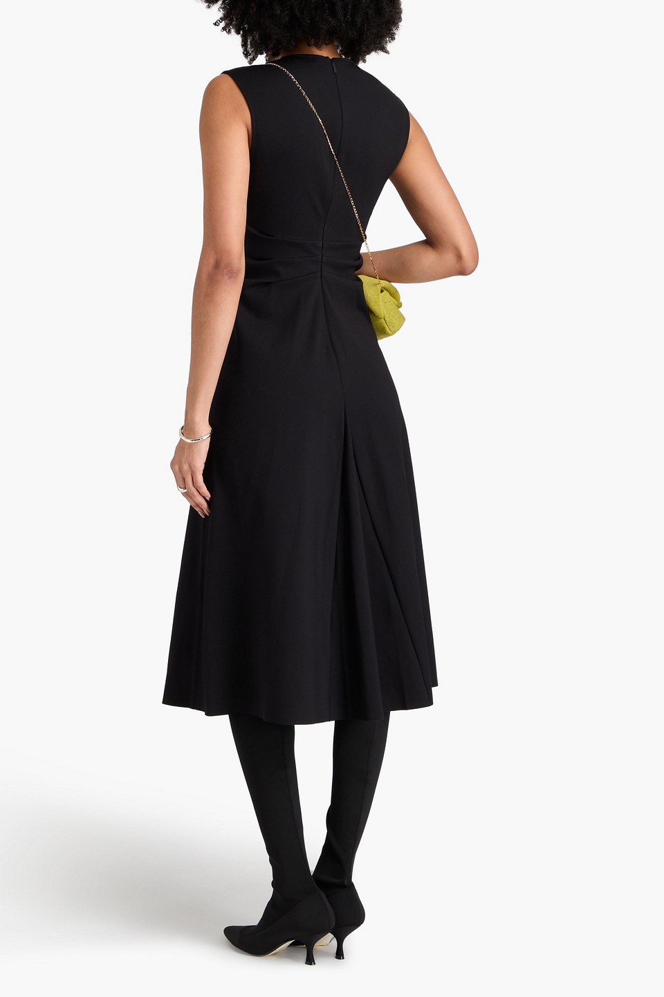  Tibi - Midikleid Aus Scuba Mit Raffungen - Schwarz - Us 0 