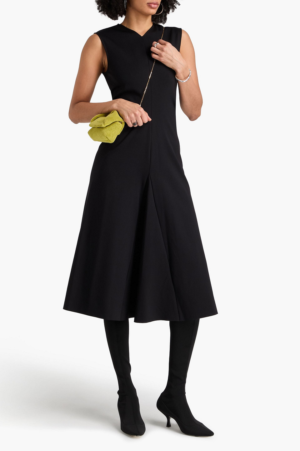  Tibi - Midikleid Aus Scuba Mit Raffungen - Schwarz - Us 0 