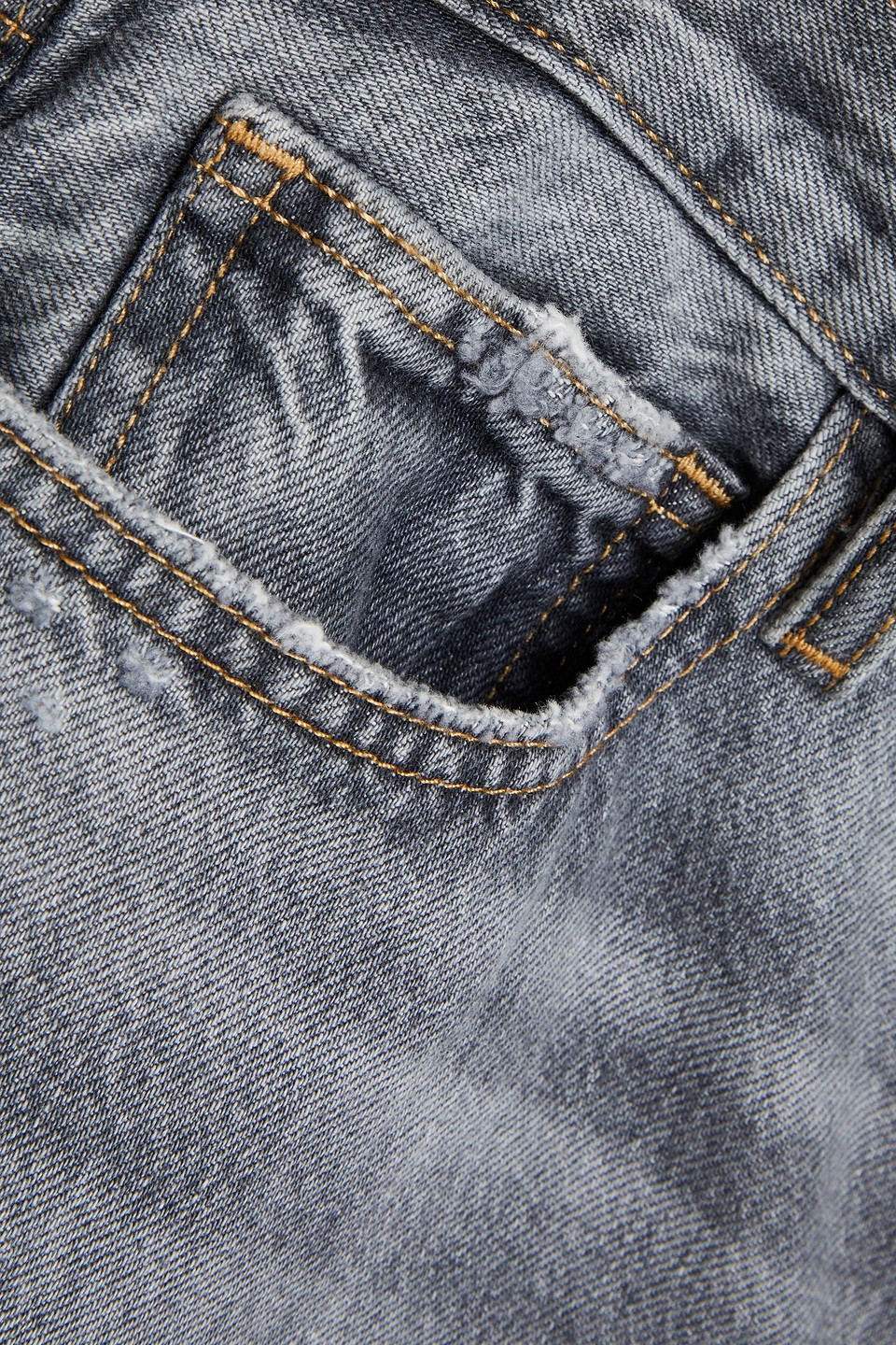 FRAME DISTRESSED HIGH-RISE STRAIGHT-LEG JEANS