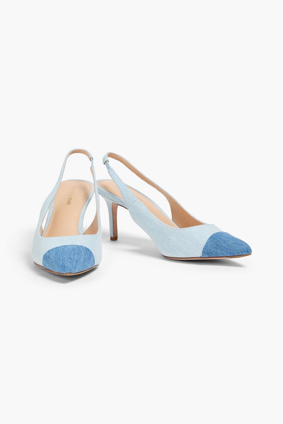 Veronica Beard Liliana 70 Two-tone Denim Slingback Pumps In Light Denim