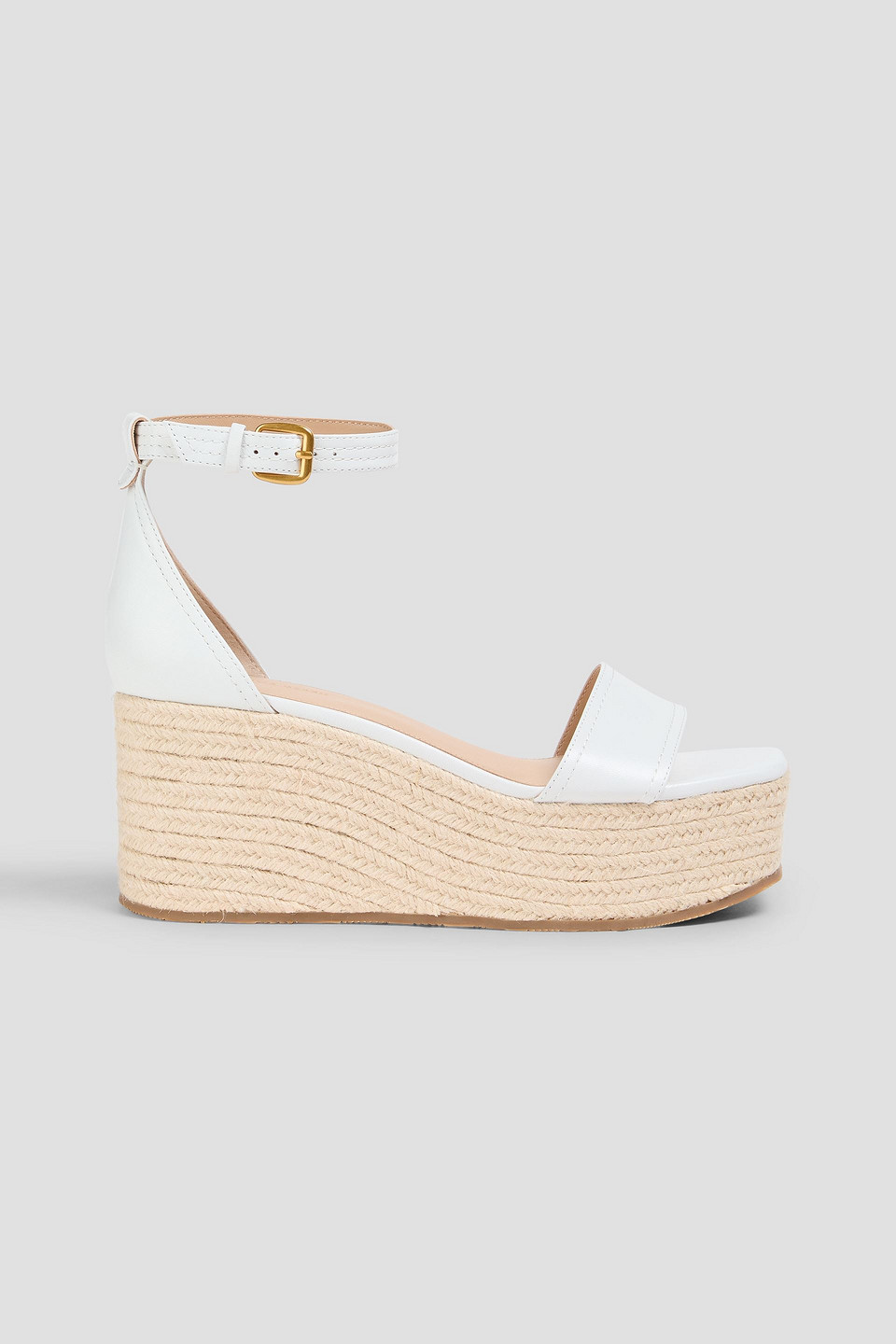 Veronica Beard Gianna Leather Wedge Sandals In Off-white