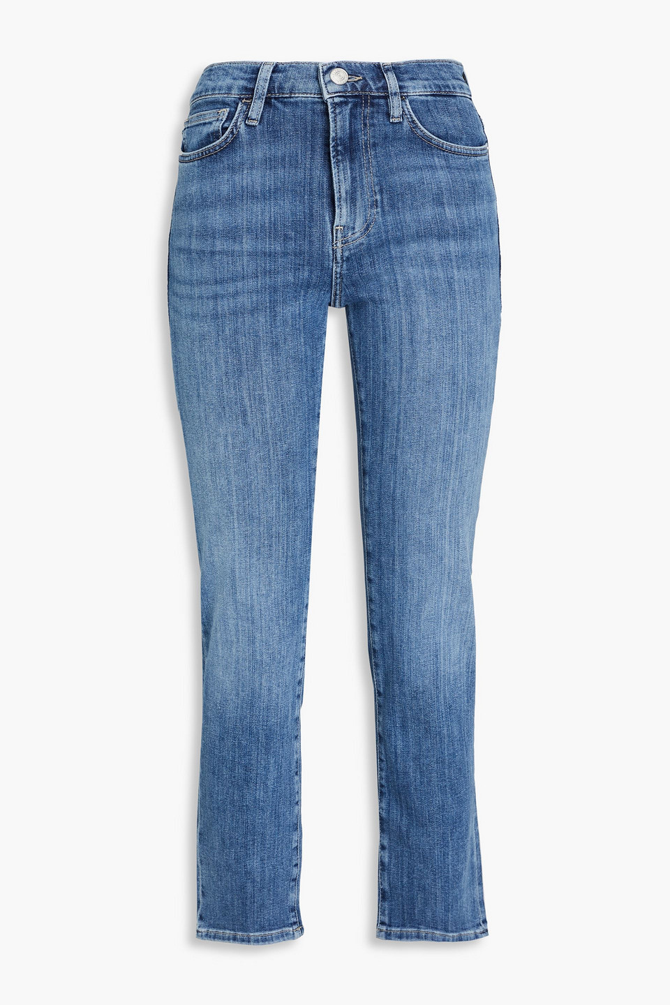Frame Cropped High-rise Straight-leg Jeans In Mid Denim