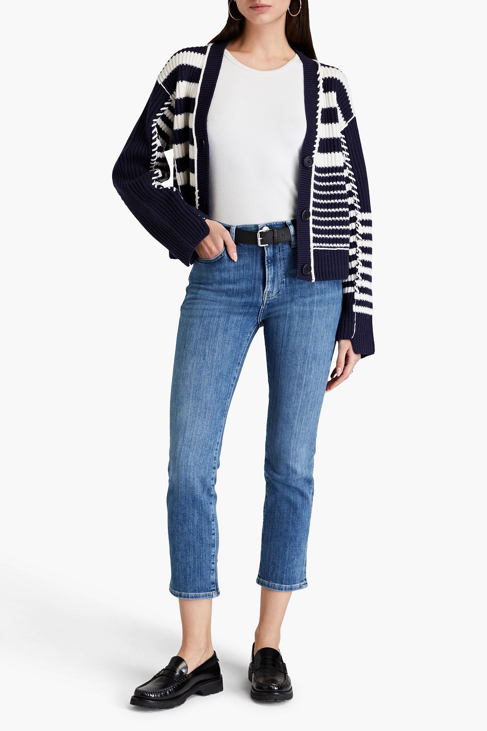 FRAME LE HIGH STRAIGHT CROPPED HIGH-RISE STRAIGHT-LEG JEANS 