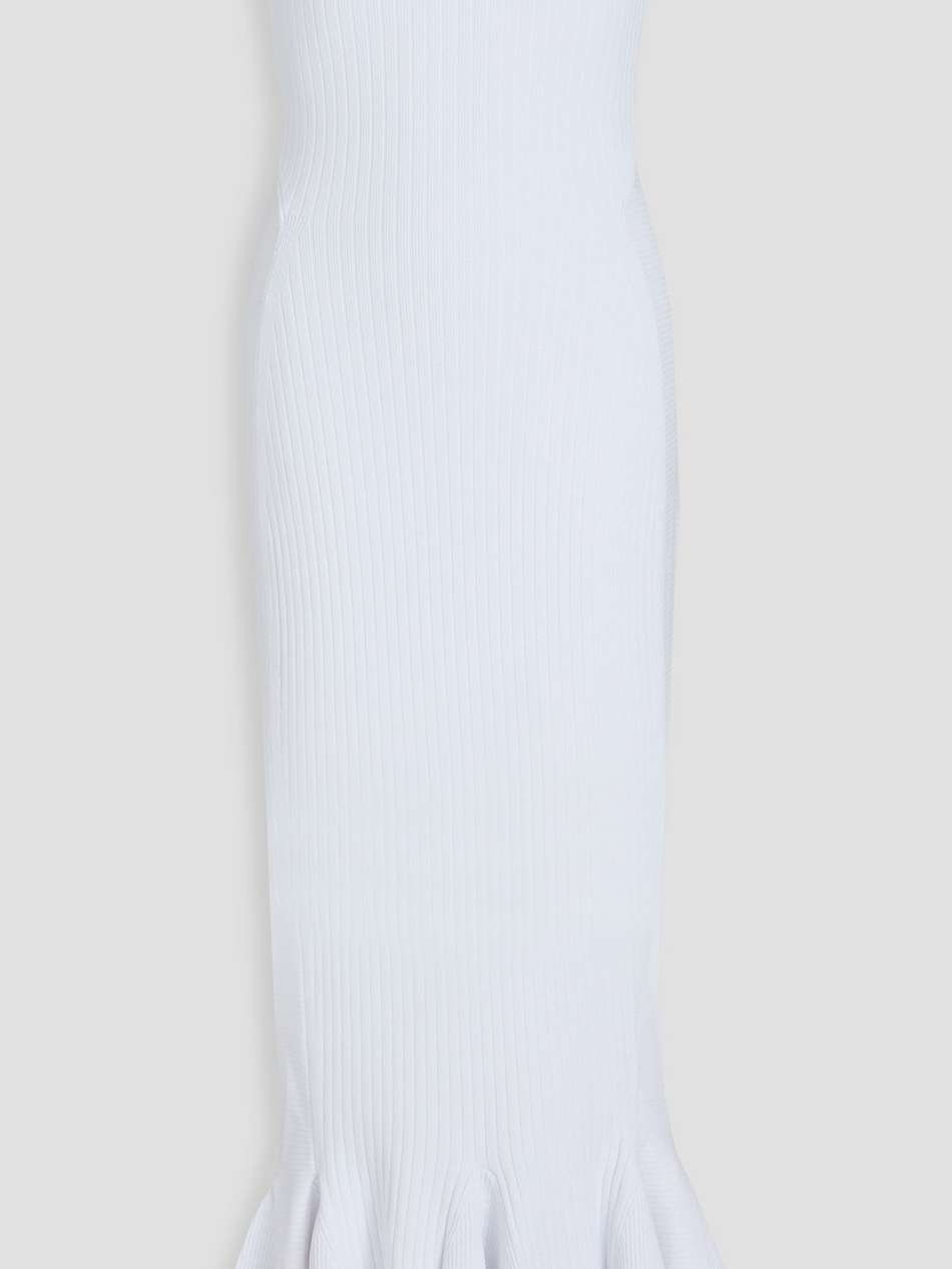 tillee strapless metallic ribbed-knit midi dress