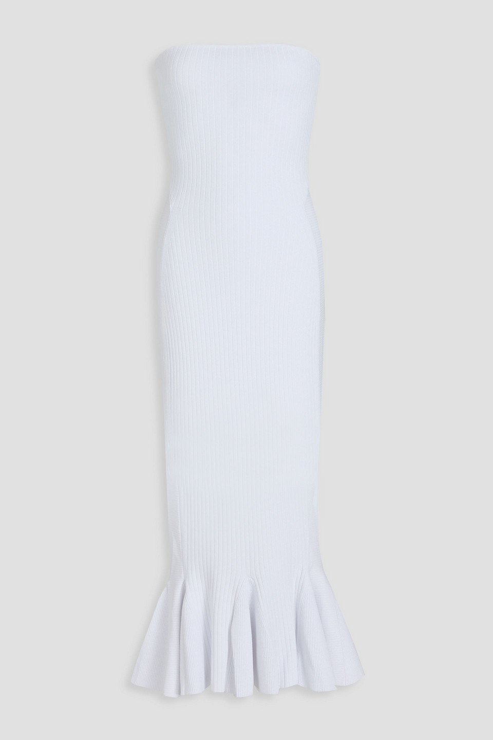 Retroféte Tillee Strapless Metallic Ribbed-knit Midi Dress In White