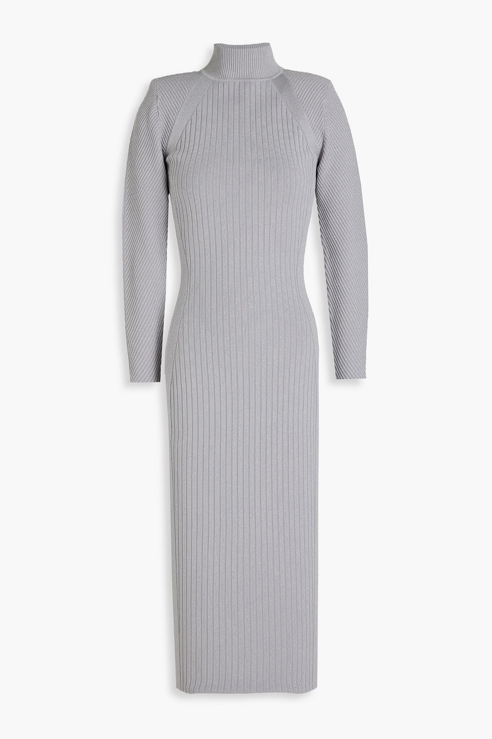Retrofête Aylin metallic ribbed-knit turtleneck midi dress