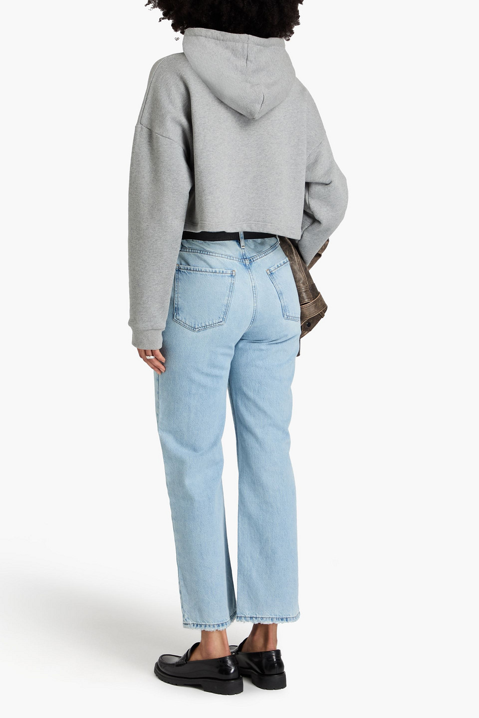 Frame High-rise Straight-leg Jeans In Light Denim