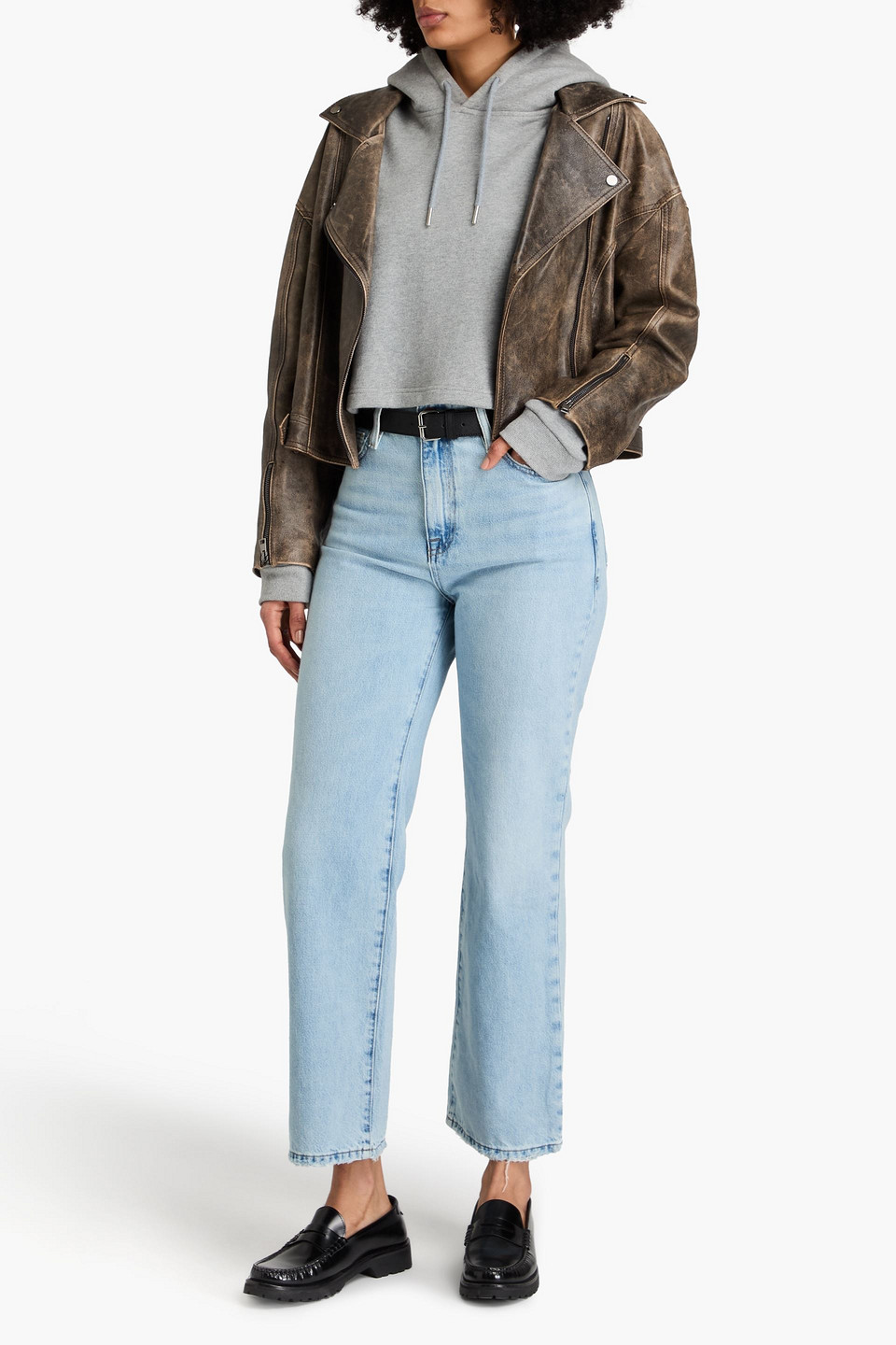 Frame High-rise Straight-leg Jeans In Light Denim