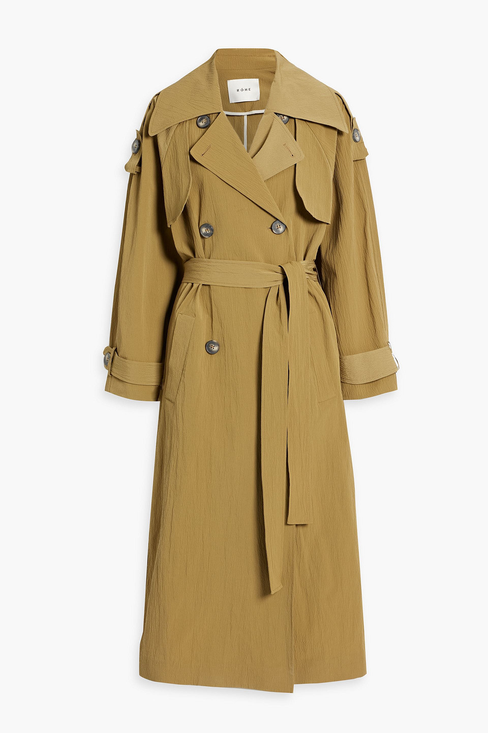 Rohe Cotton-blend Seersucker Trench Coat In Army Green