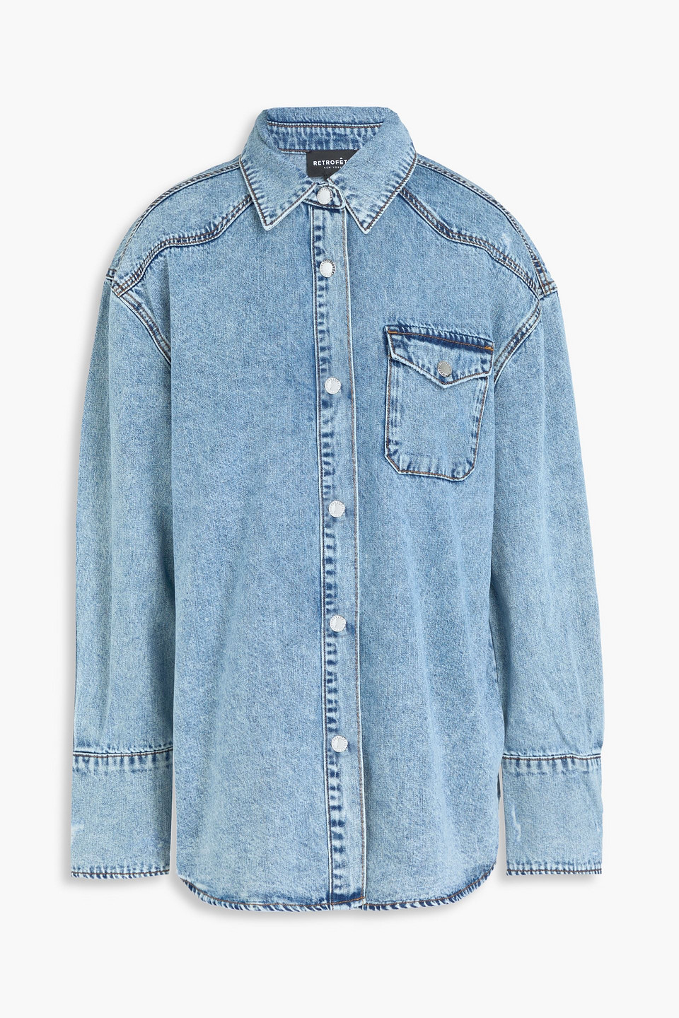 Retroféte Denise Acid-wash Denim Shirt In Light Denim