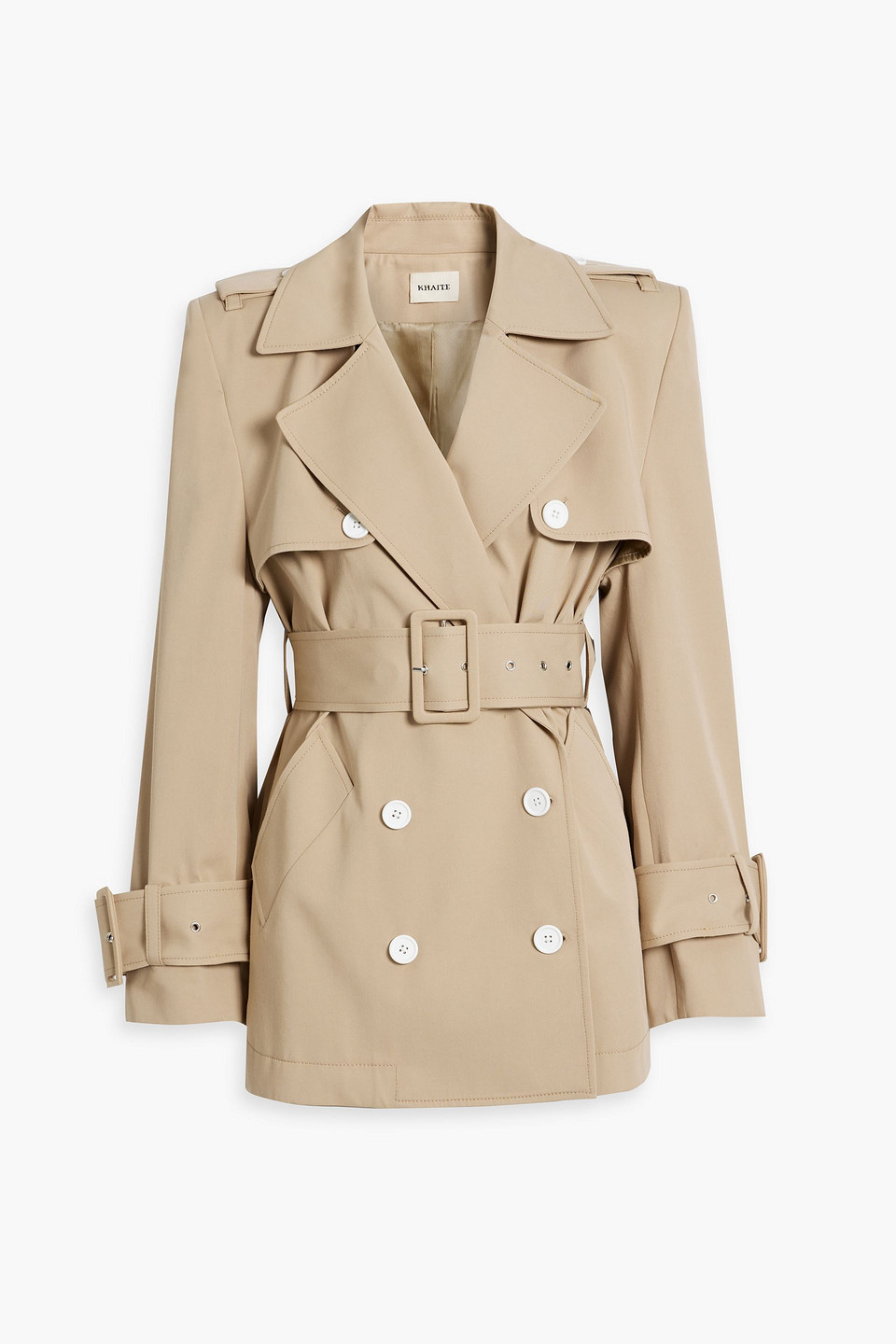 Khaite Belted Cotton-twill Trench Coat In Sand