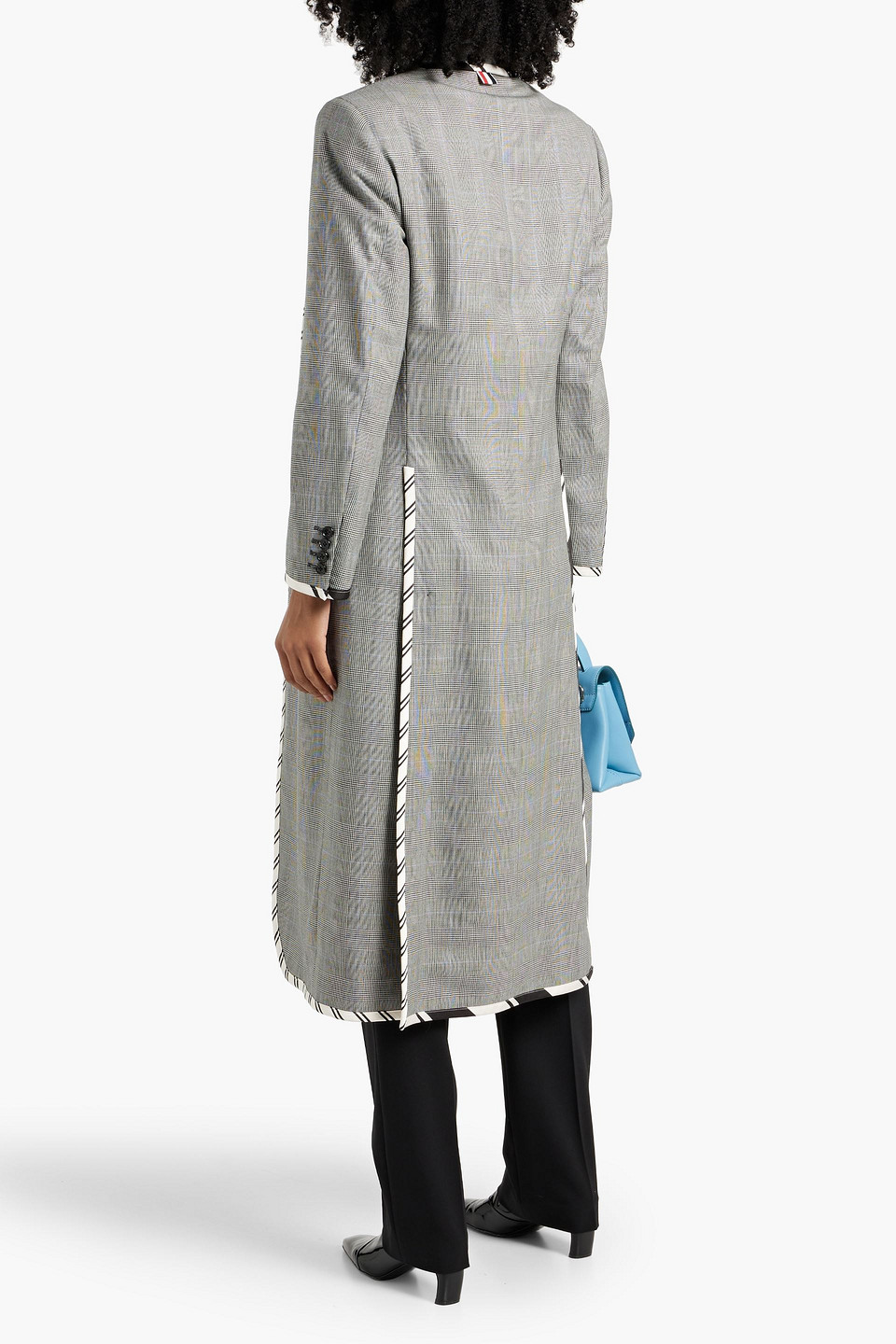 Thom Browne Prince Of Wales Checked Wool-tweed Coat In Gray