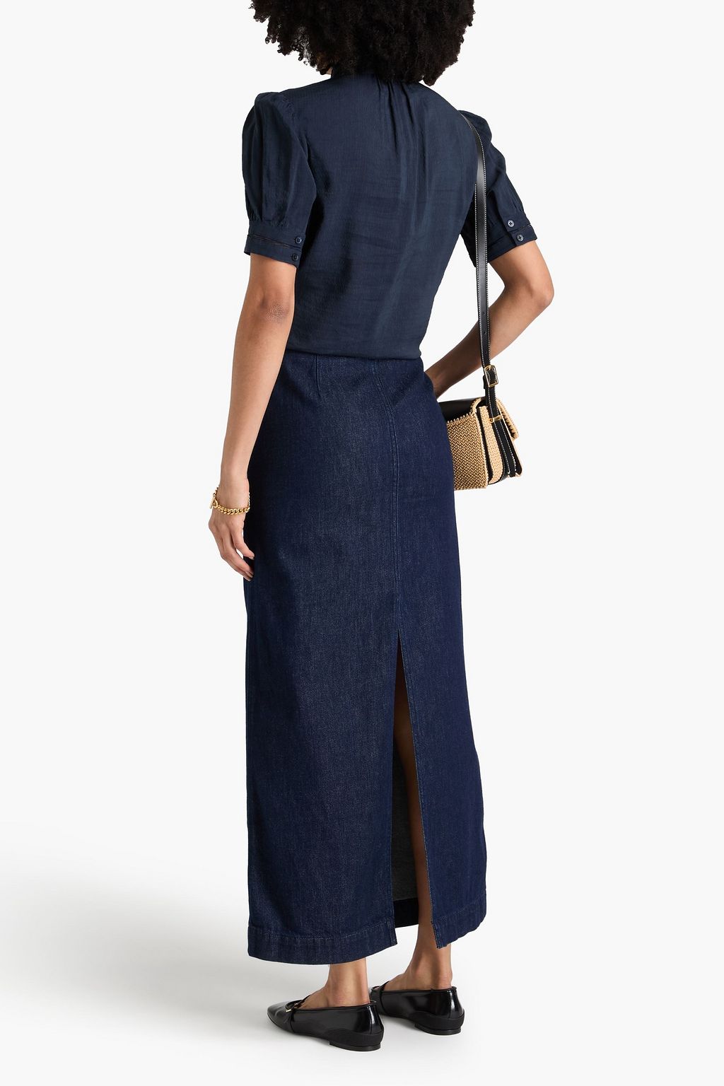FRAME Lace-trimmed linen-blend seersucker top