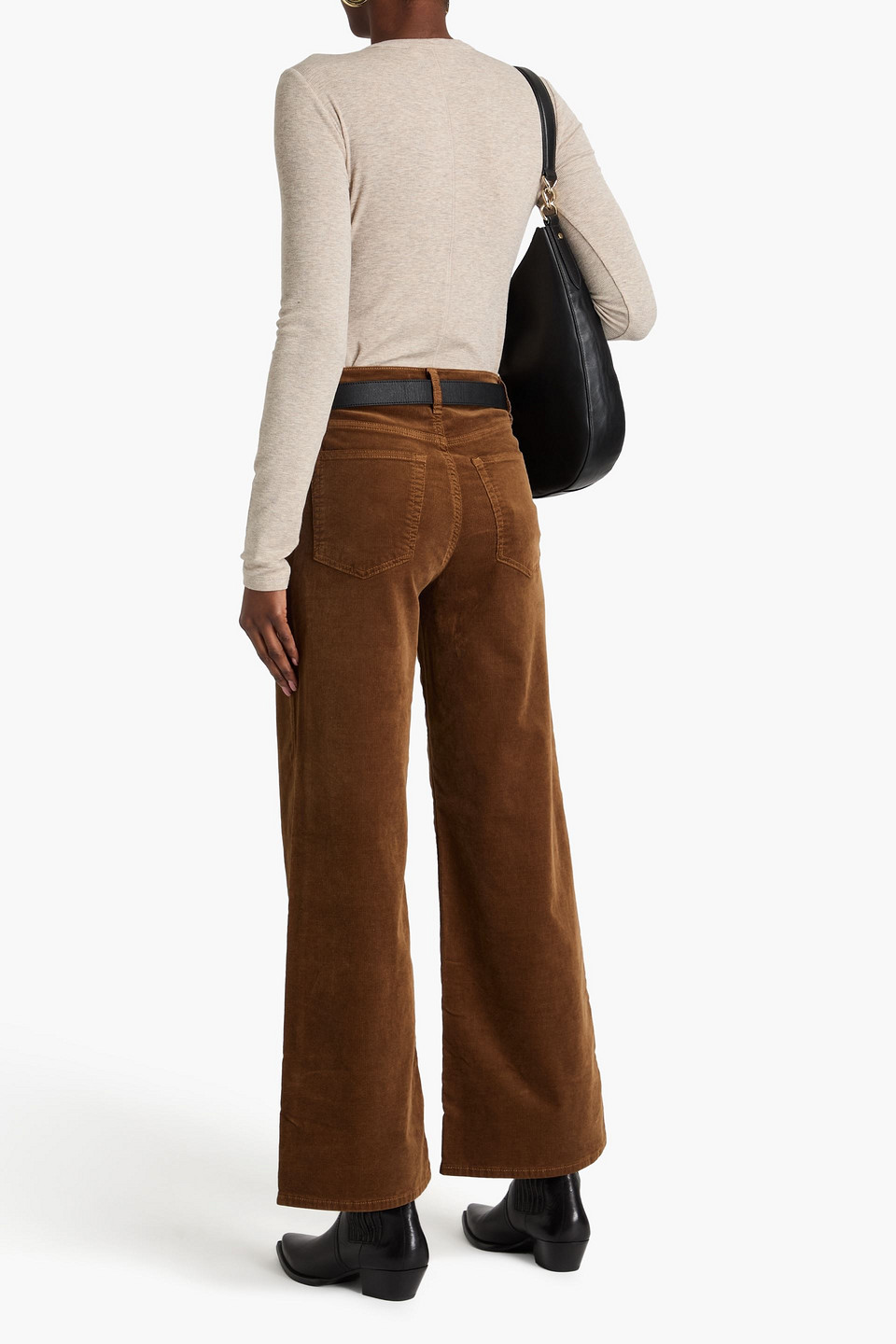 Frame Ribbed Modal-blend Jersey Top In Taupe