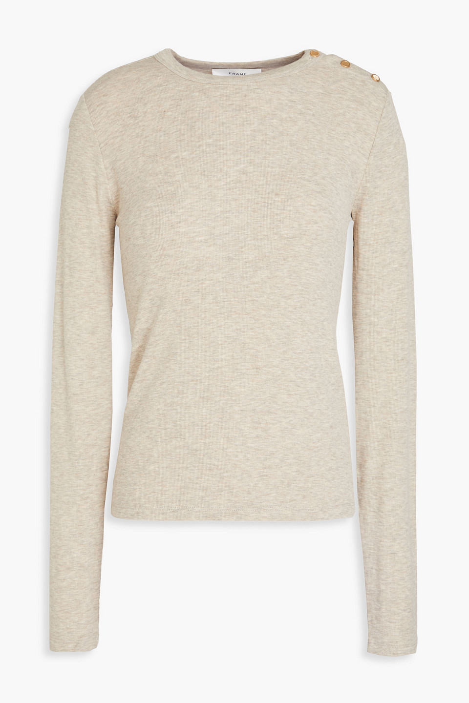 Frame Ribbed Modal-blend Jersey Top In Taupe