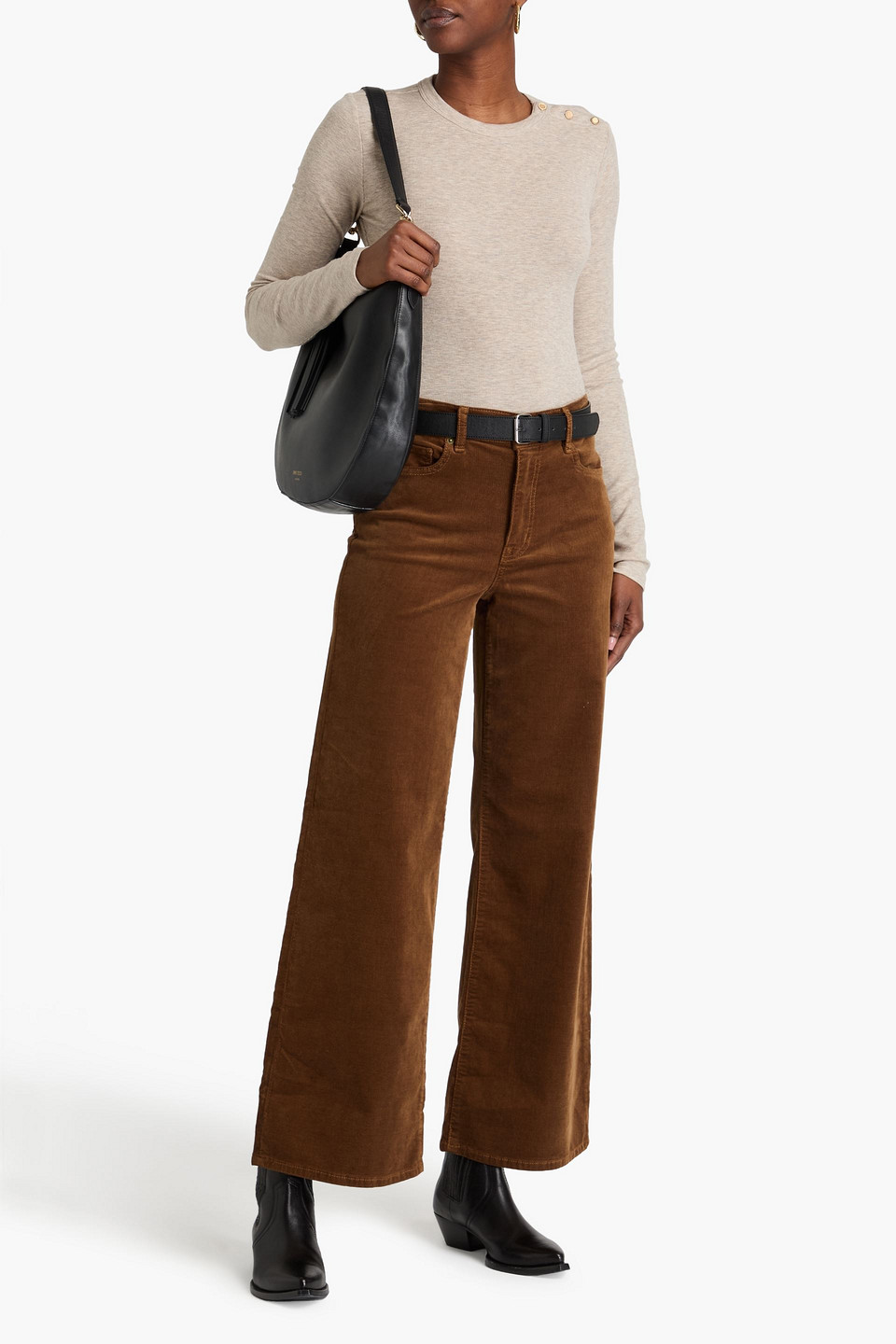Frame Ribbed Modal-blend Jersey Top In Taupe