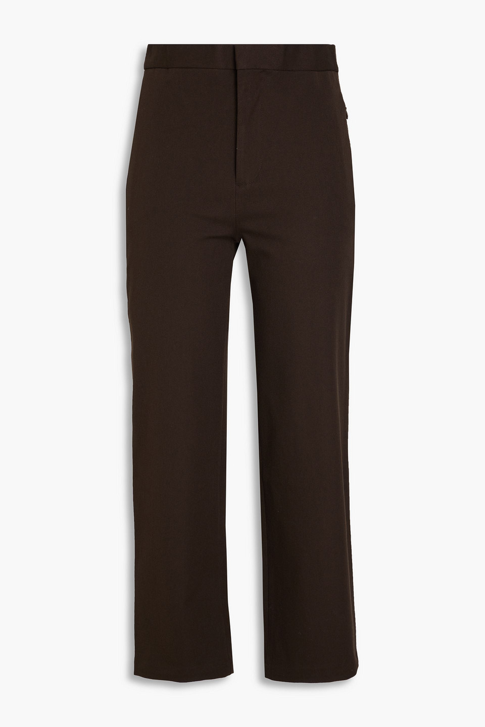 Frame Cropped Stretch-cotton Twill Kick-flare Pants In Chocolate