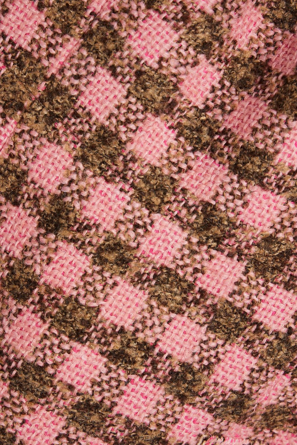 OSCAR DE LA RENTA Checked wool-blend tweed halterneck mini dress