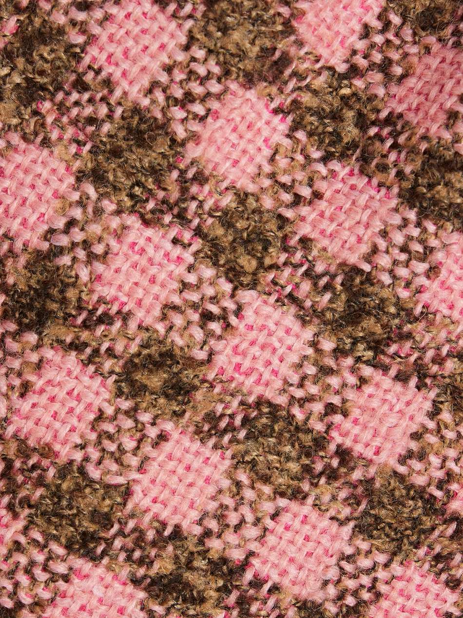 checked wool-blend tweed halterneck mini dress