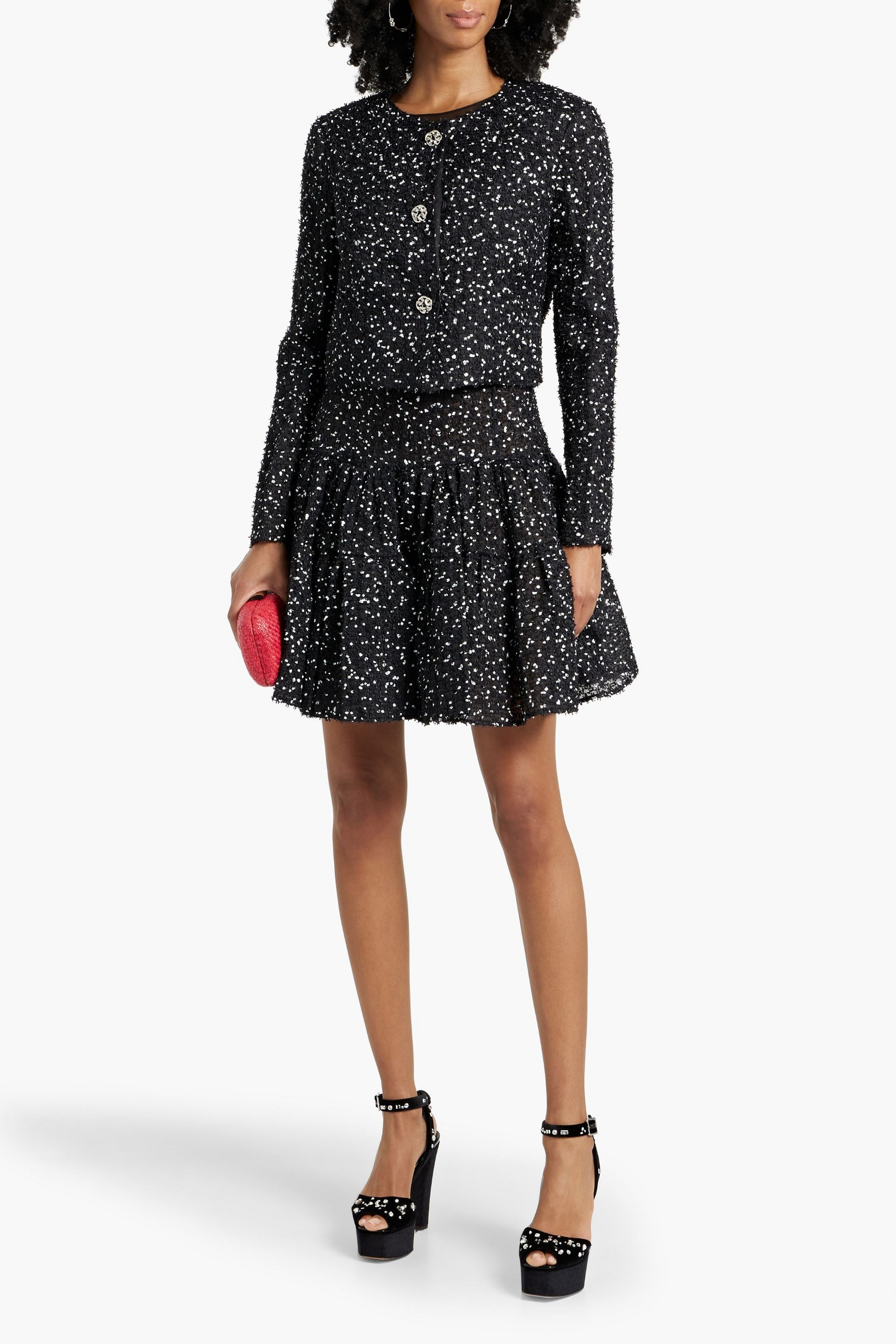 Oscar de la Renta Cropped fil-coupé jacket