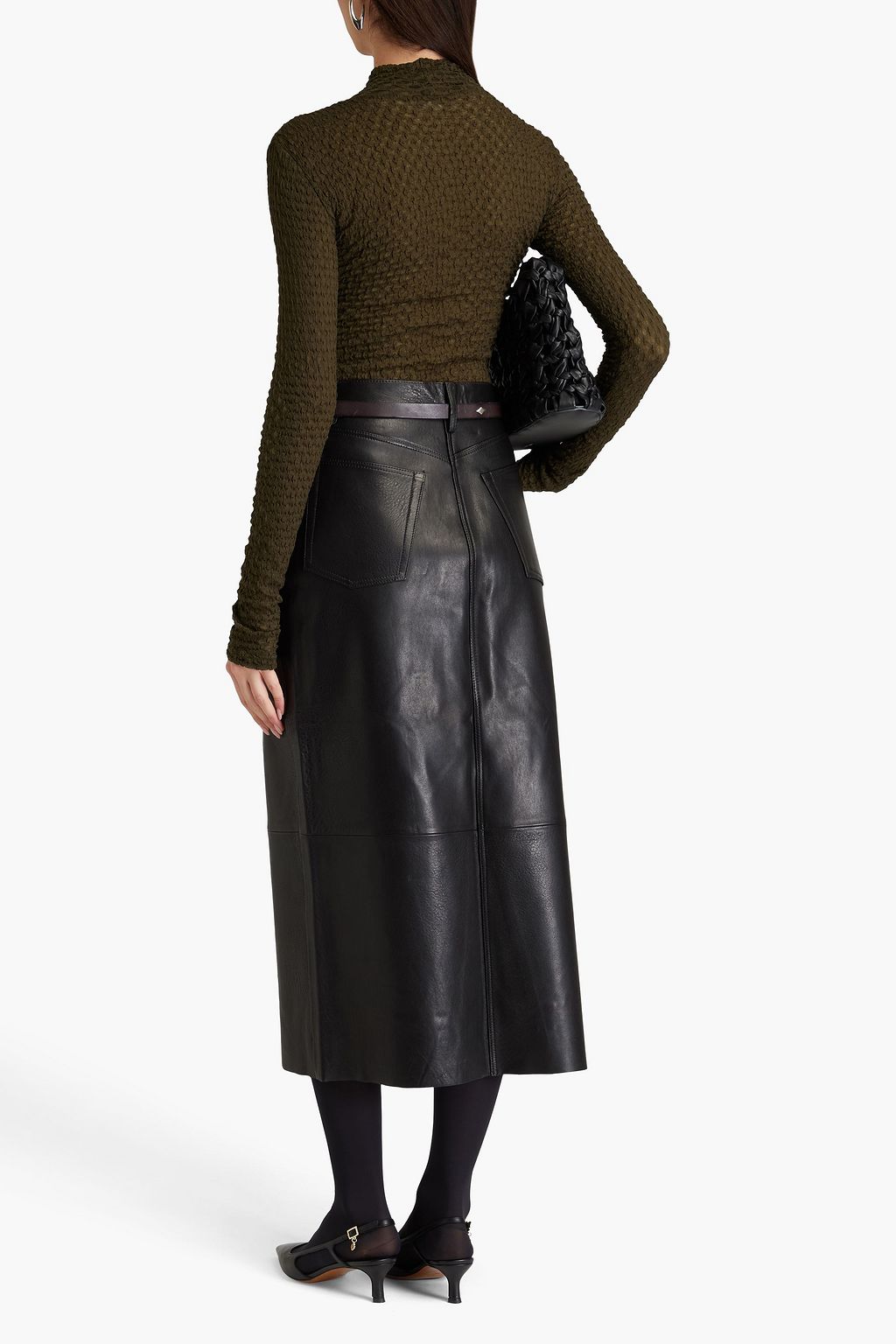 FRAME Stretch-lace turtleneck top