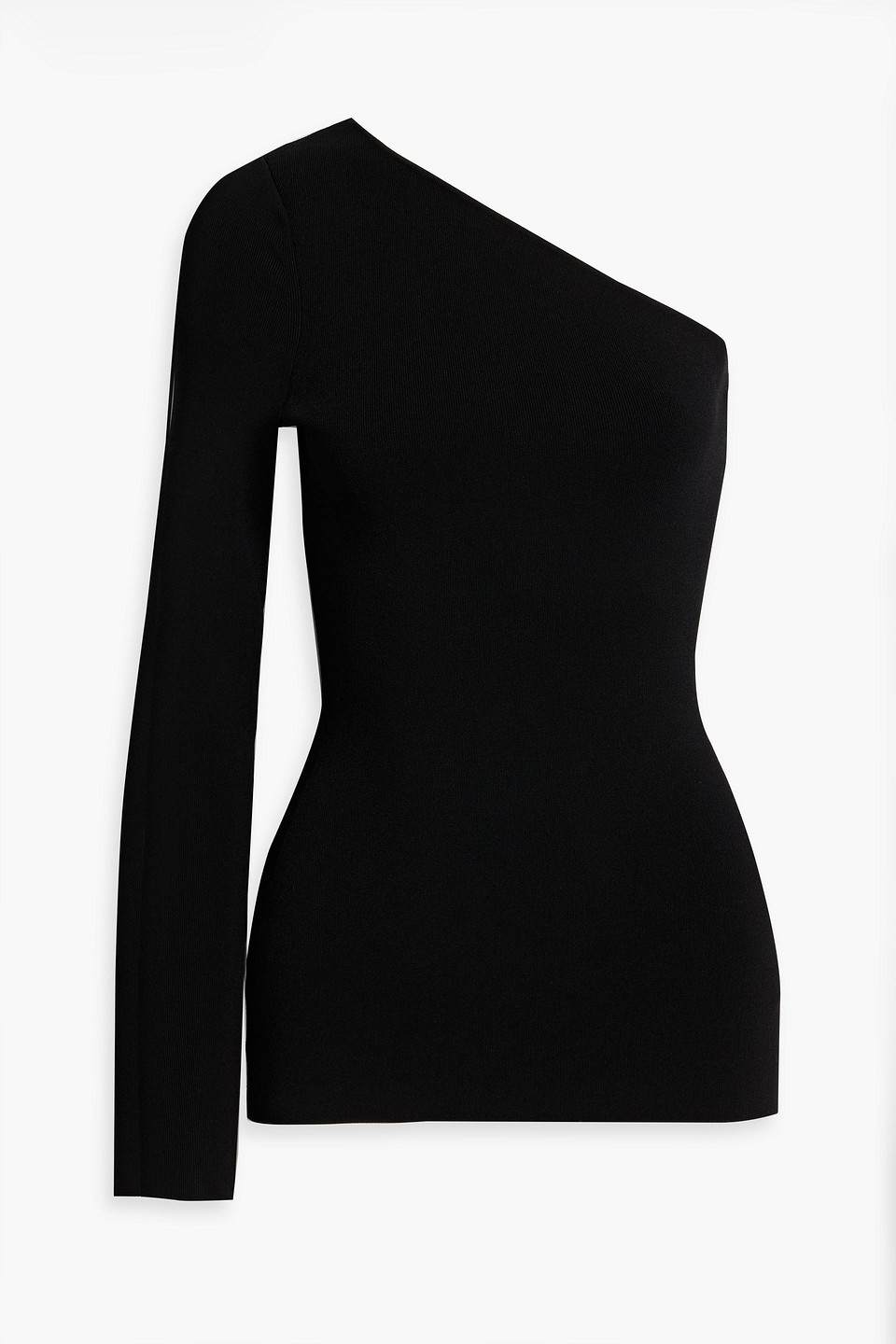 Victoria Beckham One-shoulder Stretch-knit Top In Black