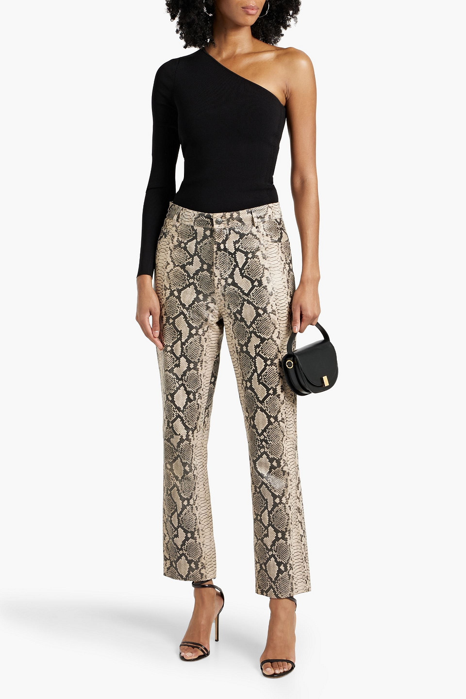 Victoria Beckham One-shoulder Stretch-knit Top In Black
