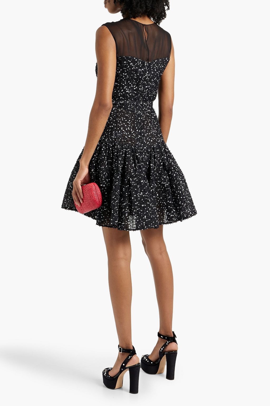 OSCAR DE LA RENTA Tulle-paneled fil-coupé mini dress