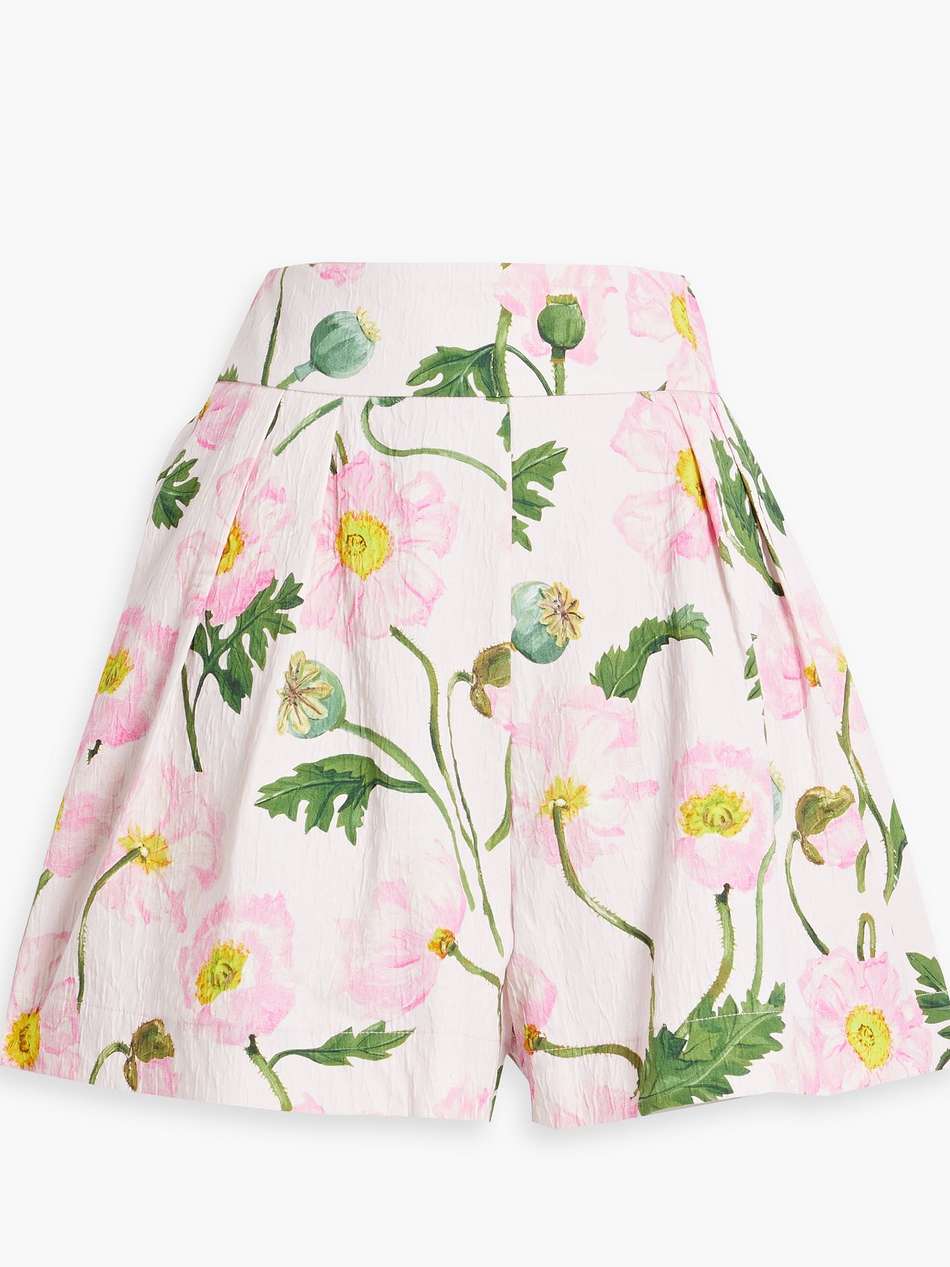 floral-print cotton-blend cloqué shorts