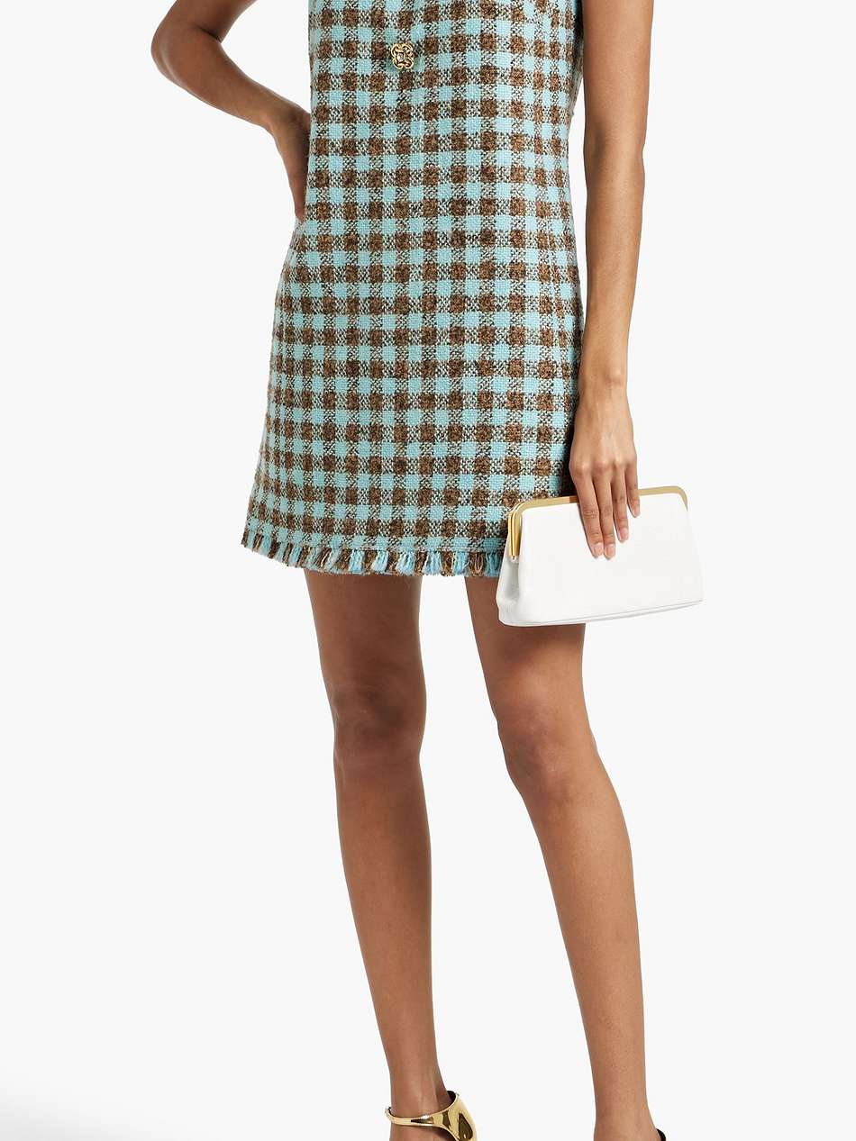 checked wool-blend tweed mini dress