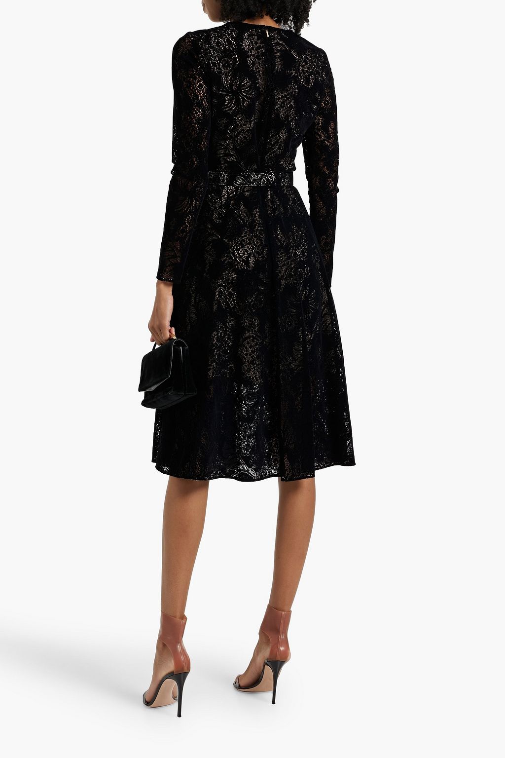 OSCAR DE LA RENTA Belted crocheted cotton-blend midi dress