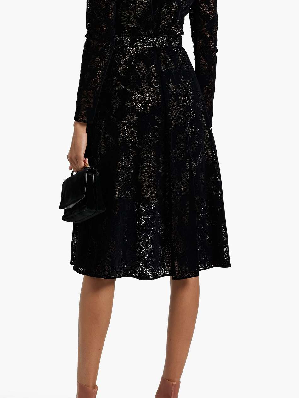 belted crocheted cotton-blend midi dress