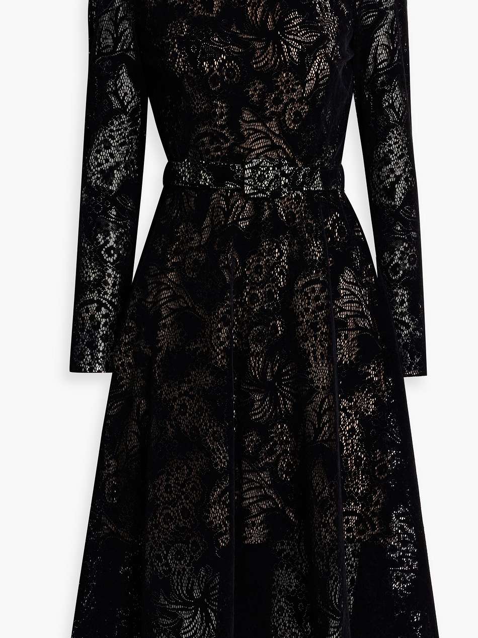 belted crocheted cotton-blend midi dress