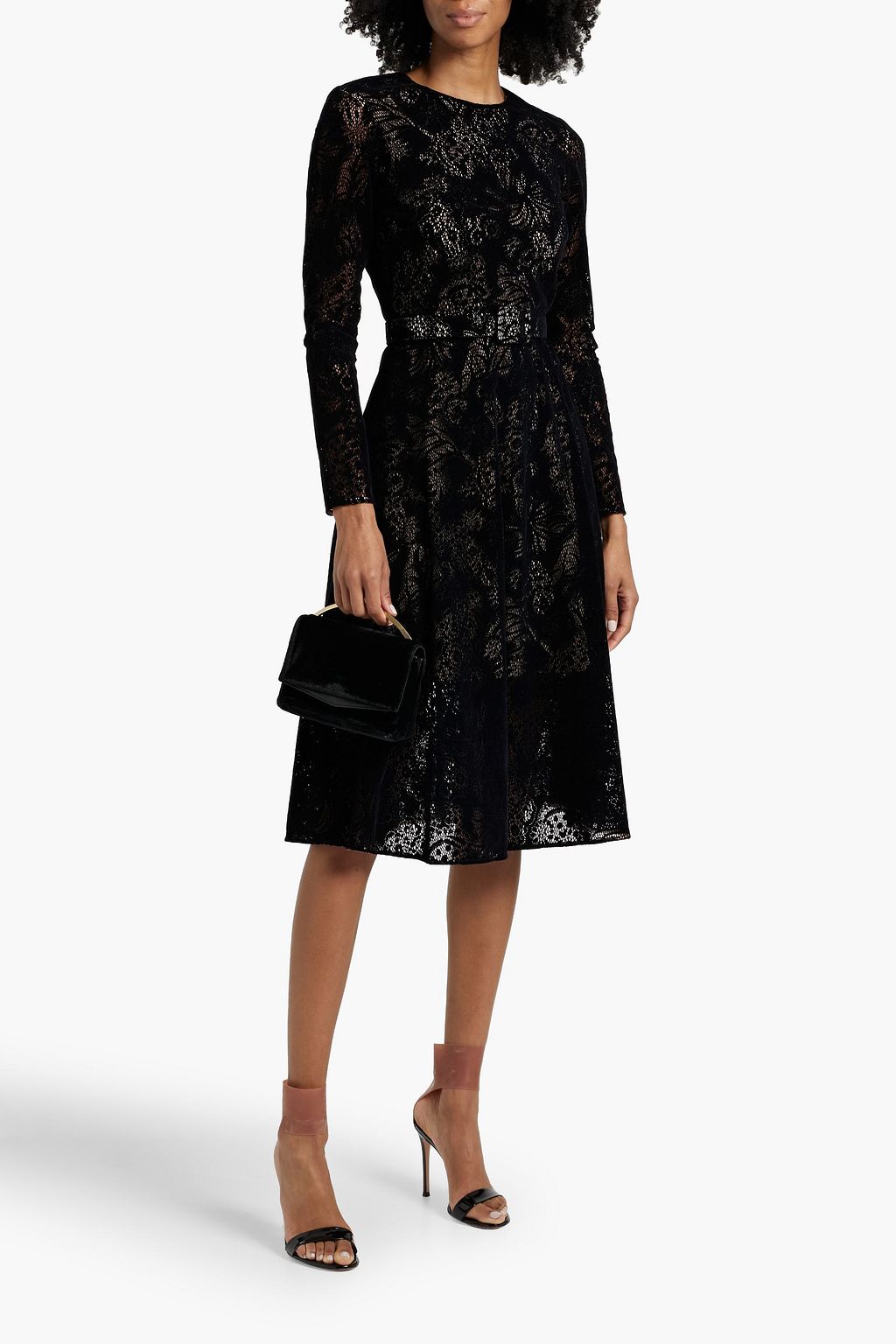 OSCAR DE LA RENTA Belted crocheted cotton-blend midi dress