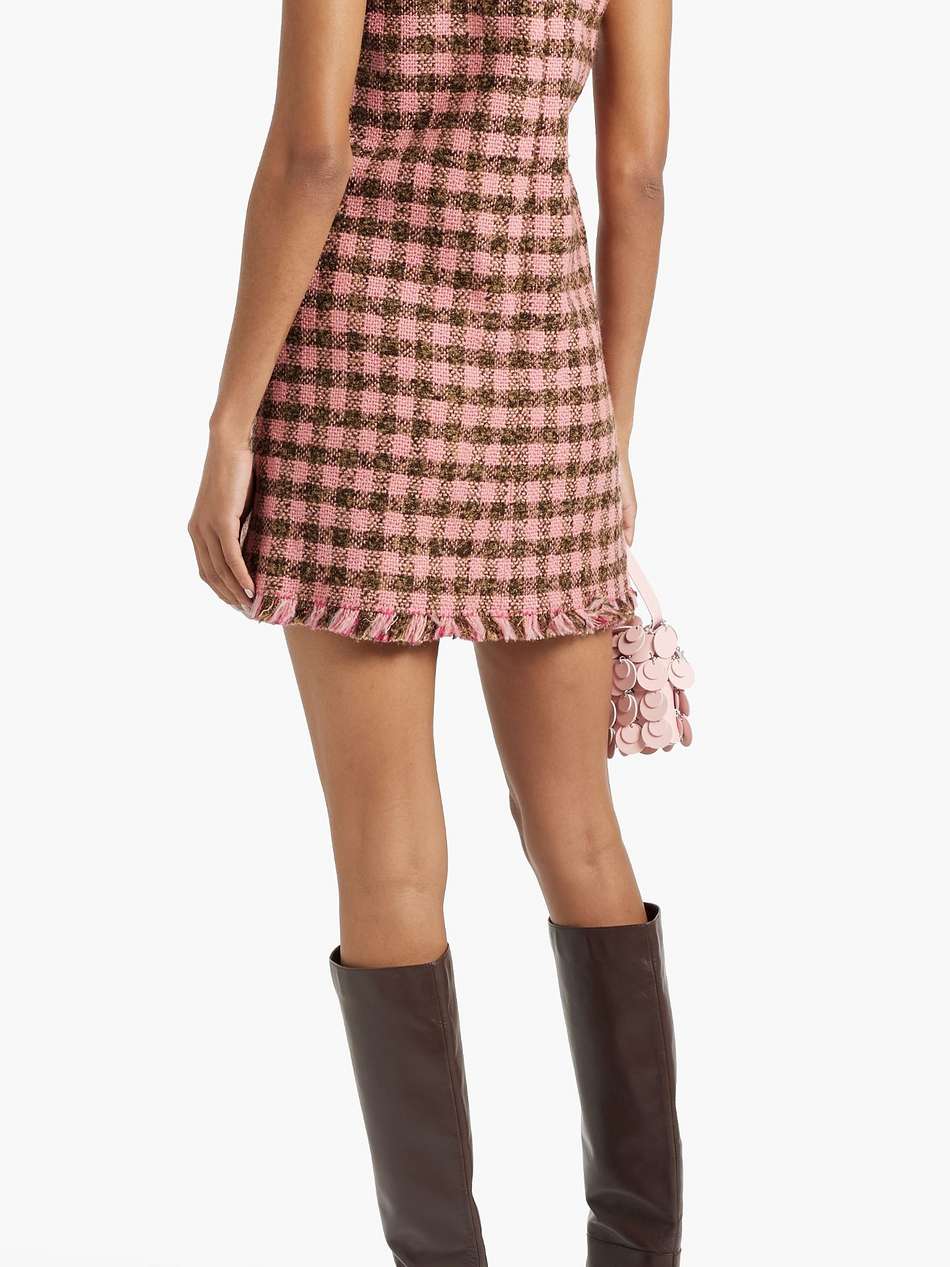 checked wool-blend tweed mini dress