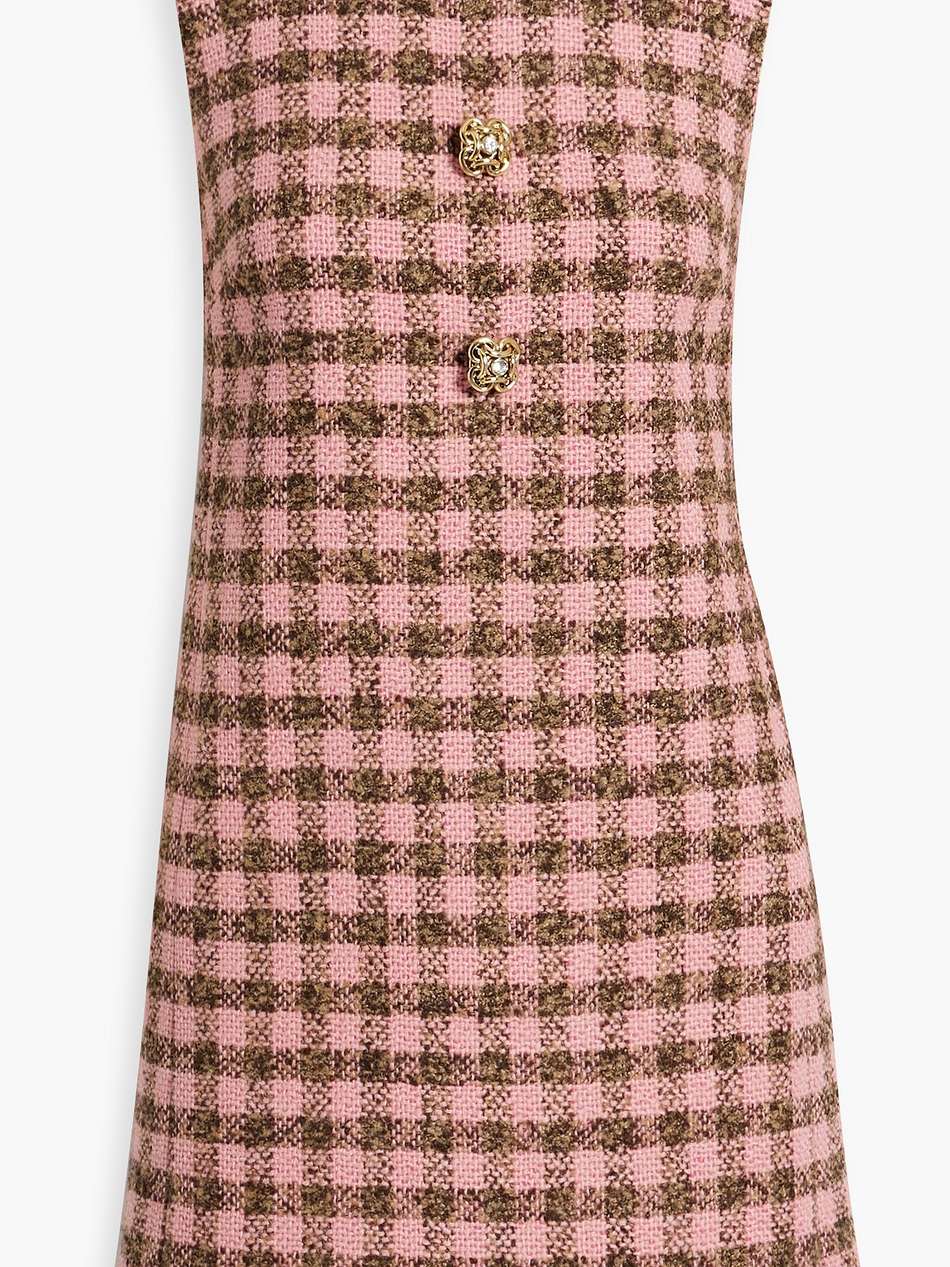 checked wool-blend tweed mini dress